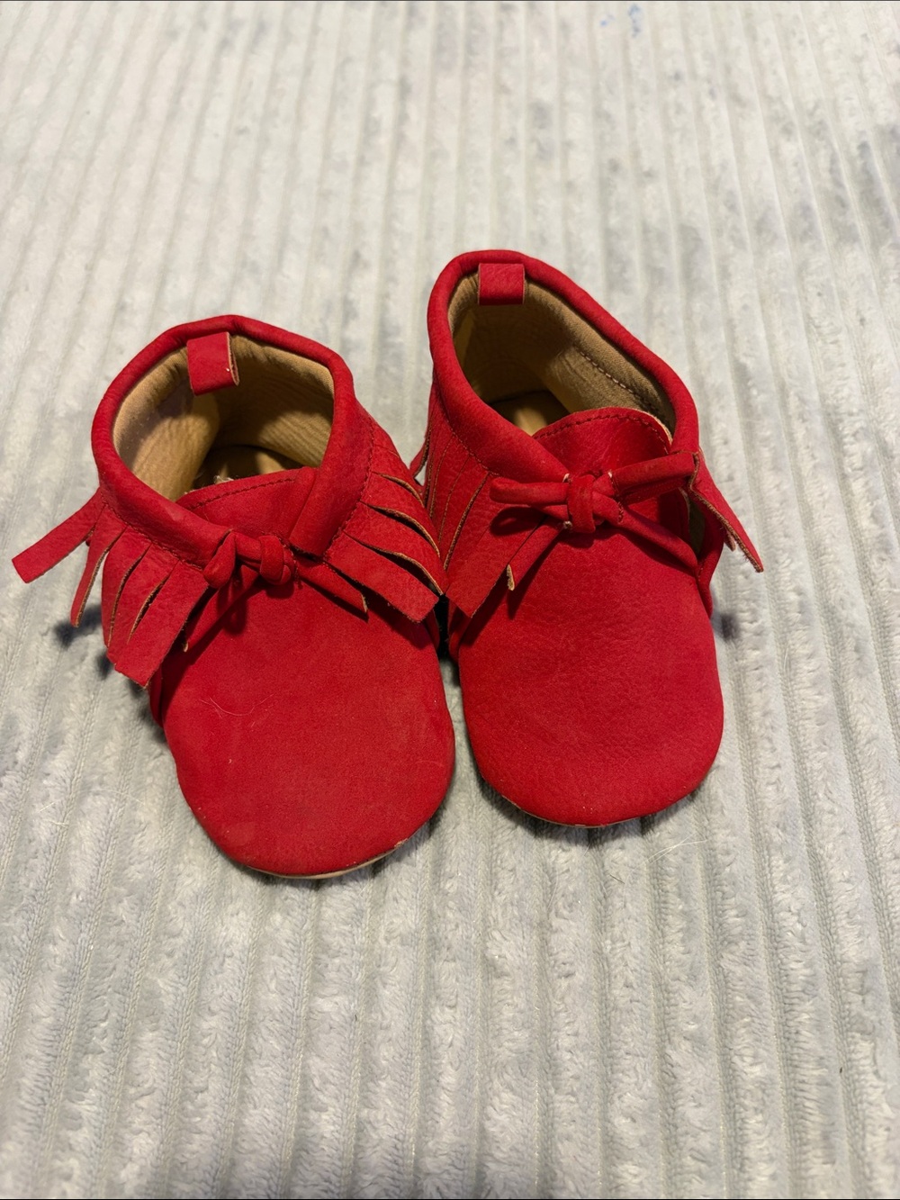 Old Navy Red Suede Fringe Baby Moccasins